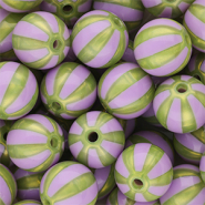 12 mm DQ® acrylic beads with stripes Purple-Olive Green