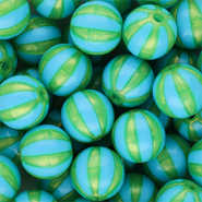 12 mm DQ® acrylic beads with stripes Blue-Green