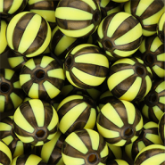 12 mm DQ® acrylic beads with stripes Yellow-Golden Brown