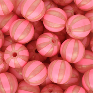 12 mm DQ® acrylic beads with stripes Coral Pink-Peach Pink
