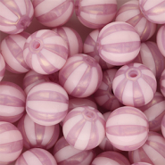12 mm DQ® acrylic beads with stripes Vintage Pink