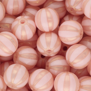 12 mm DQ® acrylic beads with stripes Light Pink-Peach Pink