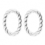BY31® Stainless steel earrings / earpin oval twisted Silver