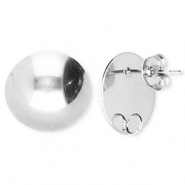 BY31® Stainless Steel findings earrings / earpins round with loop Silver