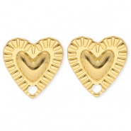 BY31® Stainless Steel findings earrings / earpins heart with loop Gold