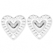 BY31® Stainless Steel findings earrings / earpins heart with loop Silver
