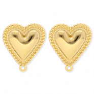 BY31® Stainless Steel findings earrings / earpins heart with loop Gold
