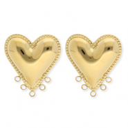 BY31® Stainless Steel findings earrings / earpins heart with 5 loops Gold