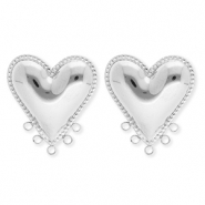 BY31® Stainless Steel findings earrings / earpins heart with 5 loops Silver