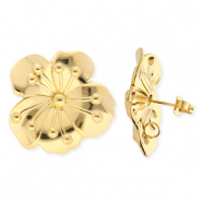 BY31® Stainless Steel findings earrings / earpins flower with loop Gold