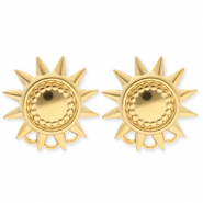 BY31® Stainless Steel findings earrings / earpins sun with 3 loops Gold