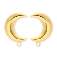 BY31® Stainless Steel findings earrings / earpins moon with loop Gold
