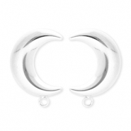BY31® Stainless Steel findings earrings / earpins moon with loop Silver