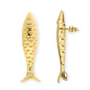 BY31® Stainless Steel findings earrings / earpins fish with loop Gold