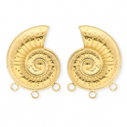 BY31® Stainless Steel findings earrings / earpins shell with 3 loops Gold
