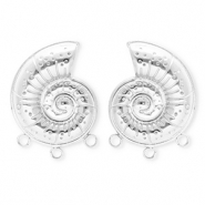 BY31® Stainless Steel findings earrings / earpins shell with 3 loops Silver