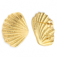 BY31® Stainless Steel findings earrings / earpins shell with loop Gold