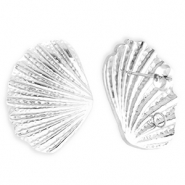 BY31® Stainless Steel findings earrings / earpins shell with loop Silver