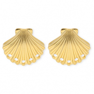 BY31® Stainless Steel findings earrings / earpins shell with 5 loops Gold