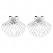 BY31® Stainless Steel findings earrings / earpins shell with 5 loops Silver