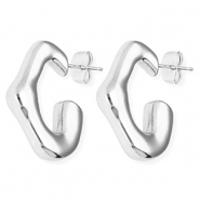 Stainless steel earrings / earpin irregular Silver