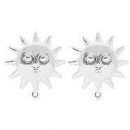 BY31® Stainless Steel findings earrings / earpins sun with face with loop Silver
